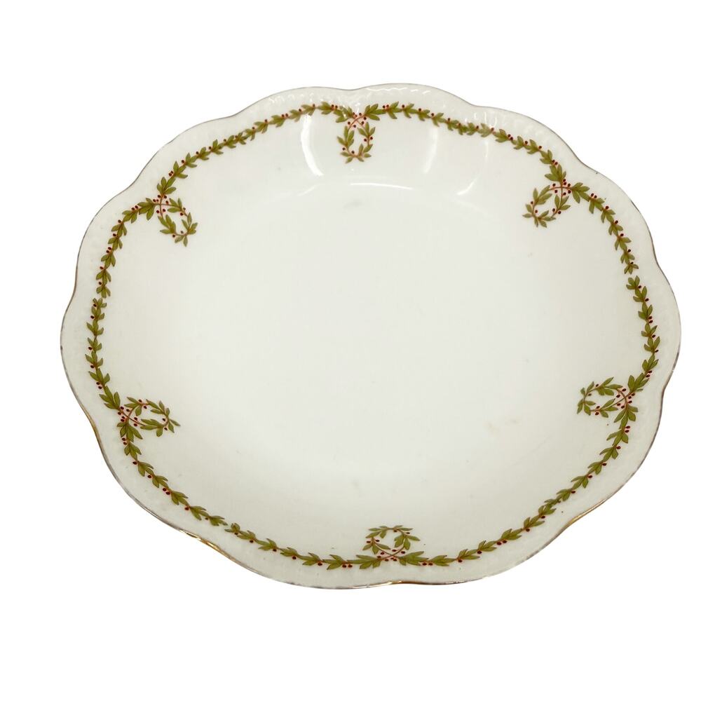 set of 4 vintage Heinrich H&C Tiara soup cereal Bowls green garland gold trim